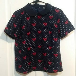 Navy Blue Collared Blouse